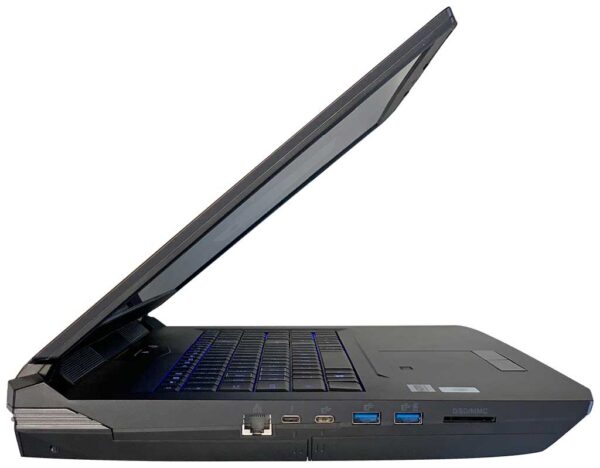 A laptop with the lid open and its keyboard removed.