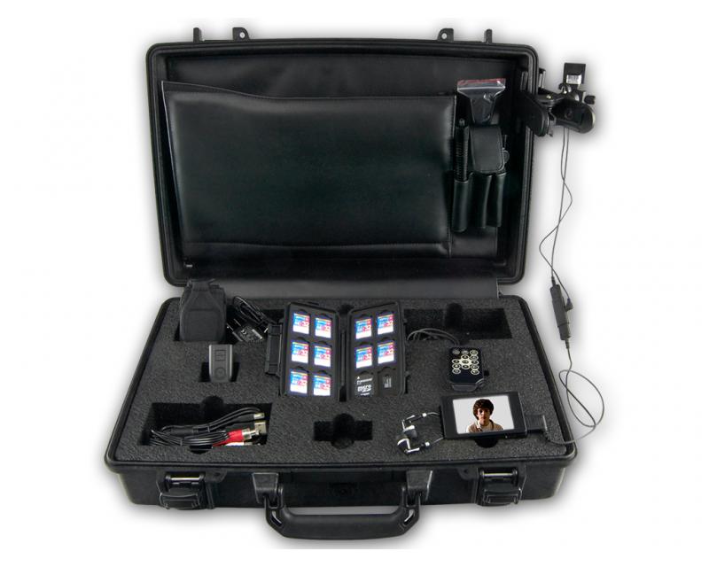 A black case with some electronic equipment inside of it