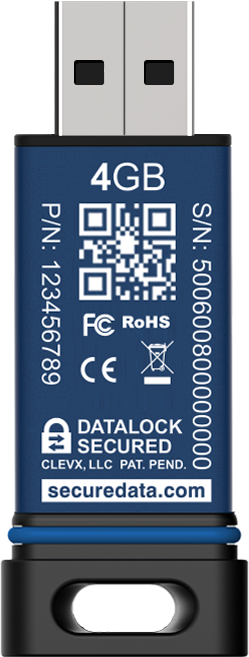 A blue and white qr code with the words datlock secured.