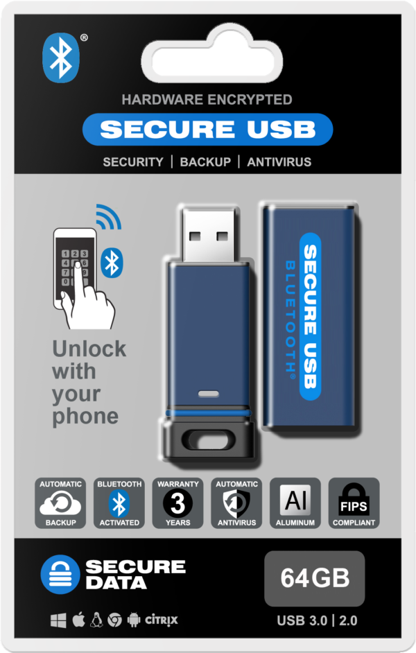 A secure usb device with the key and phone on it.