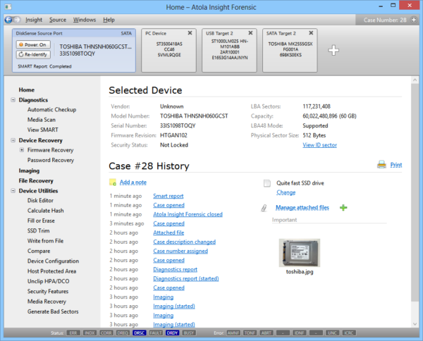 A screenshot of the device selection screen in a computer.